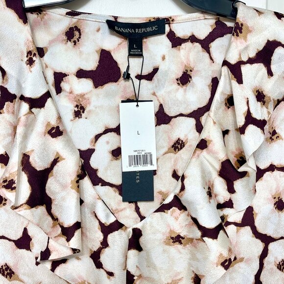 Banana Republic Womens Ruffled Sleeveless Blouse in Floral Print Size L - Picture 3 of 8